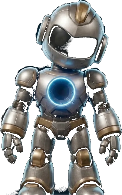 An unfitted agent chassis, arms at its sides, with an empty socket in its chest